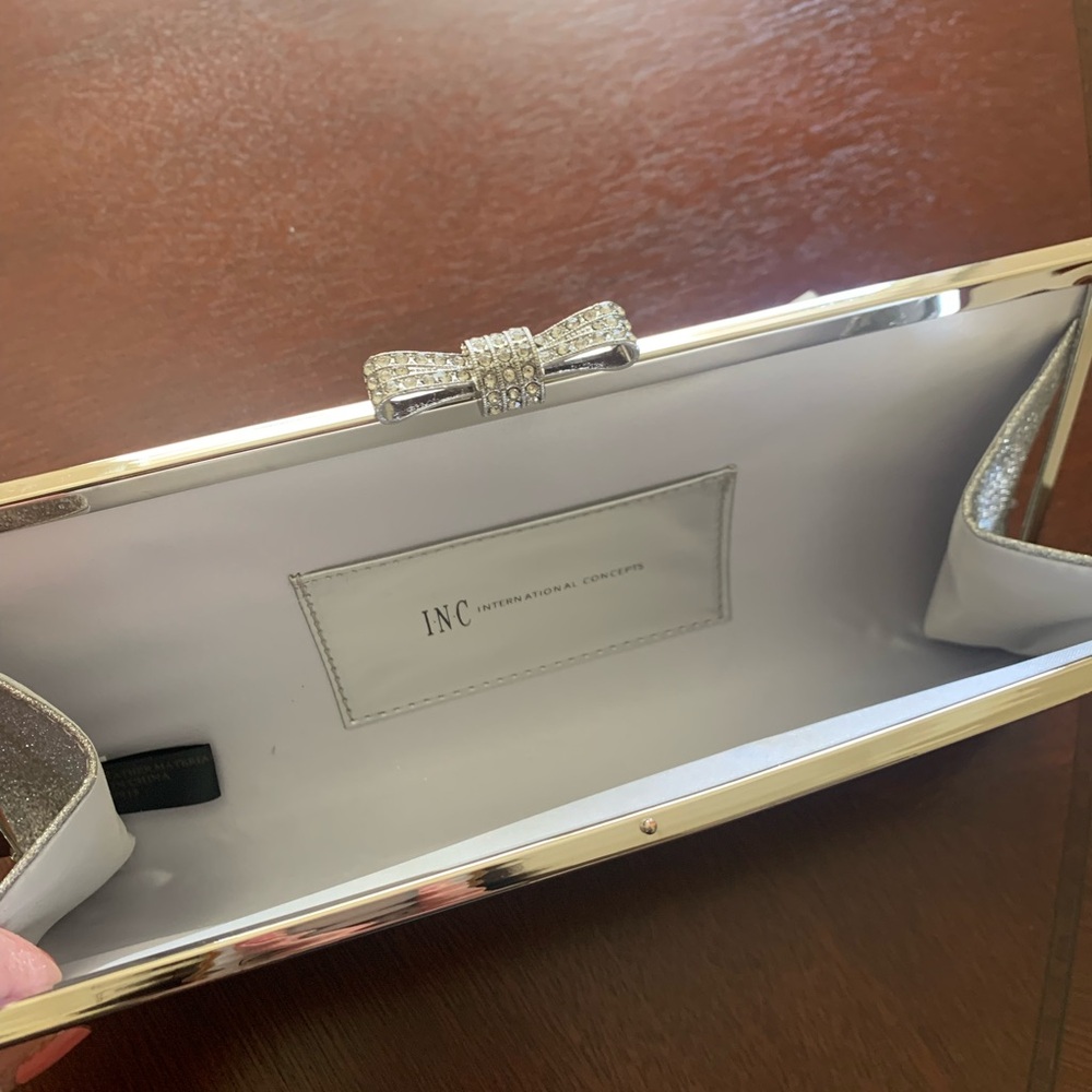 INC International Concepts Elegant Silver Clutch Bag - Picture 4 of 4